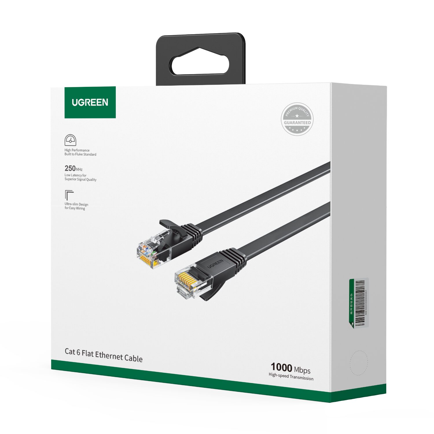 UGREEN NW102 Cat6 U/UTP Flat Ethernet Cable 1m - Black - Image 5