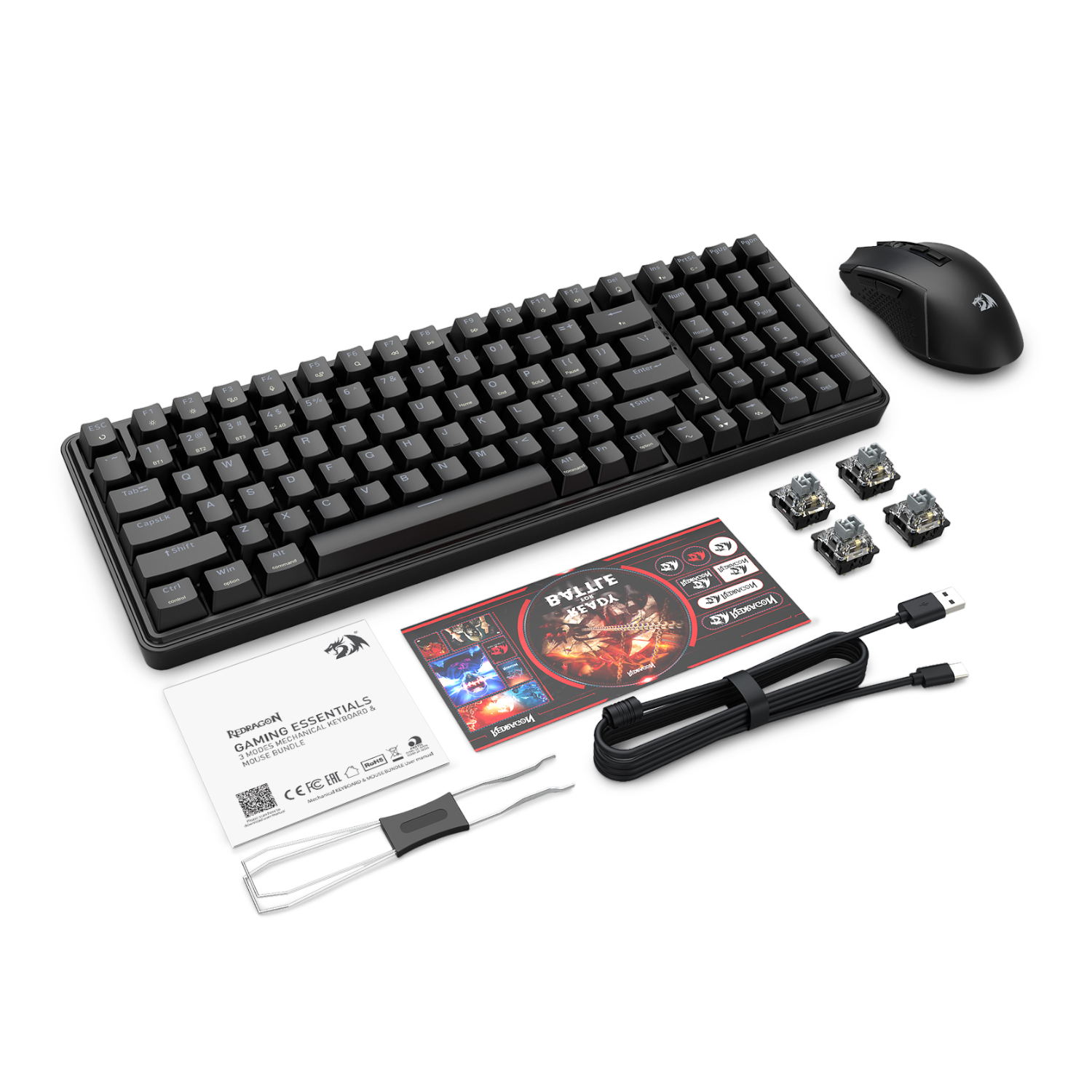 Redragon S162 RGB 3-Mode Wireless Mechanical Gaming Keyboard and Mouse Combo - Black - Image 7